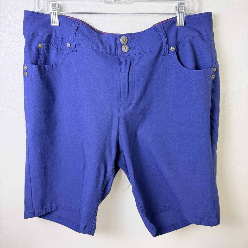 Sabrina Lauren Womens Navy Stretch Shorts Size 18W Rayon Blend 5 Pocket Casual